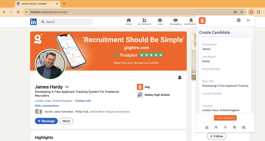 Giig Hire Chrome Extension