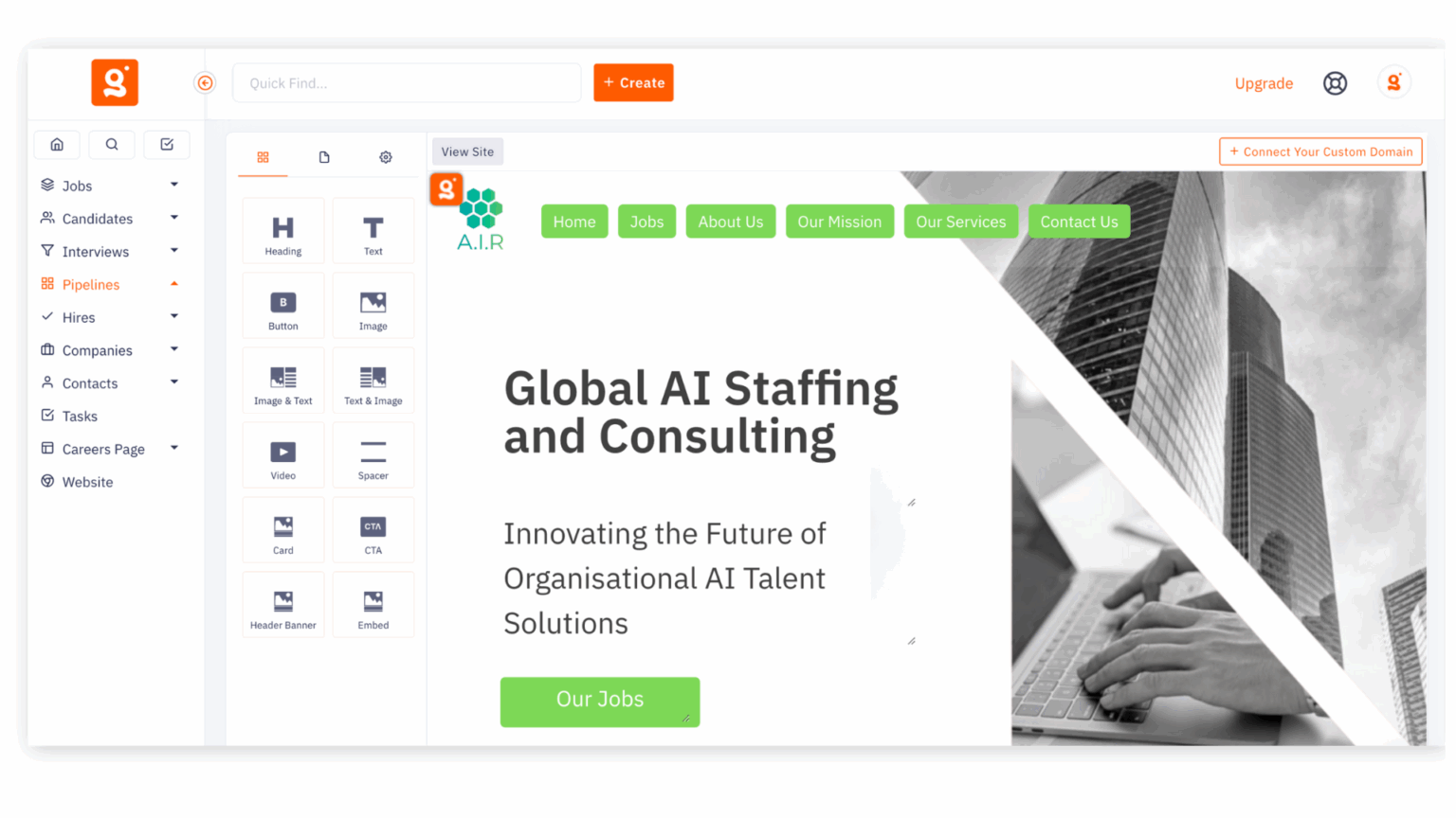 Free Recruitment Website Builder - Giig