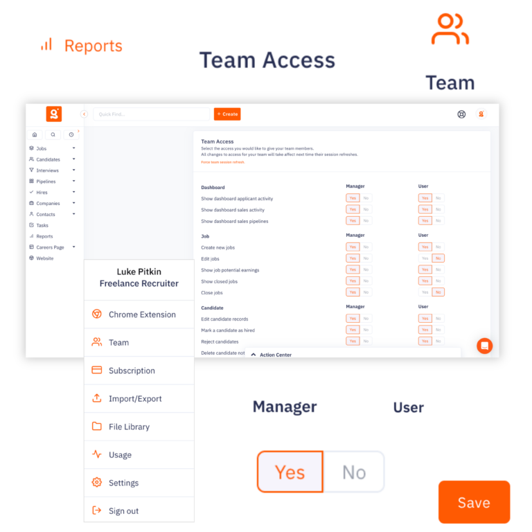 The frequently asked questions section for Giig's recruitment CRM team settings, helping agency owners quickly understand flexible user seats, data protection, and instant account setup without needing an IT manual.