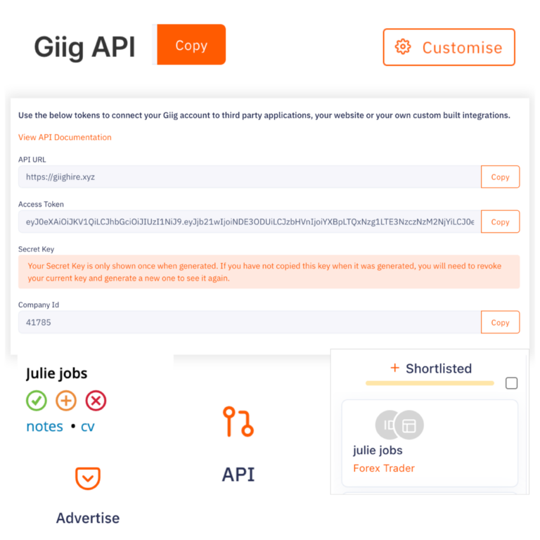 A view of the plug-and-play idibu integration setup inside the Giig ATS, allowing solo recruiters to get their job board distribution running in minutes without any complex data mapping.