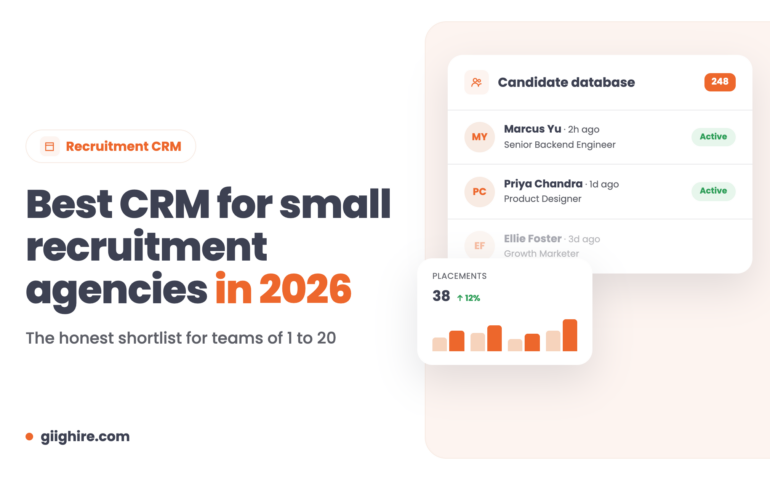 Best CRM for small recruitment agencies in 2026, with a Giig candidate database card