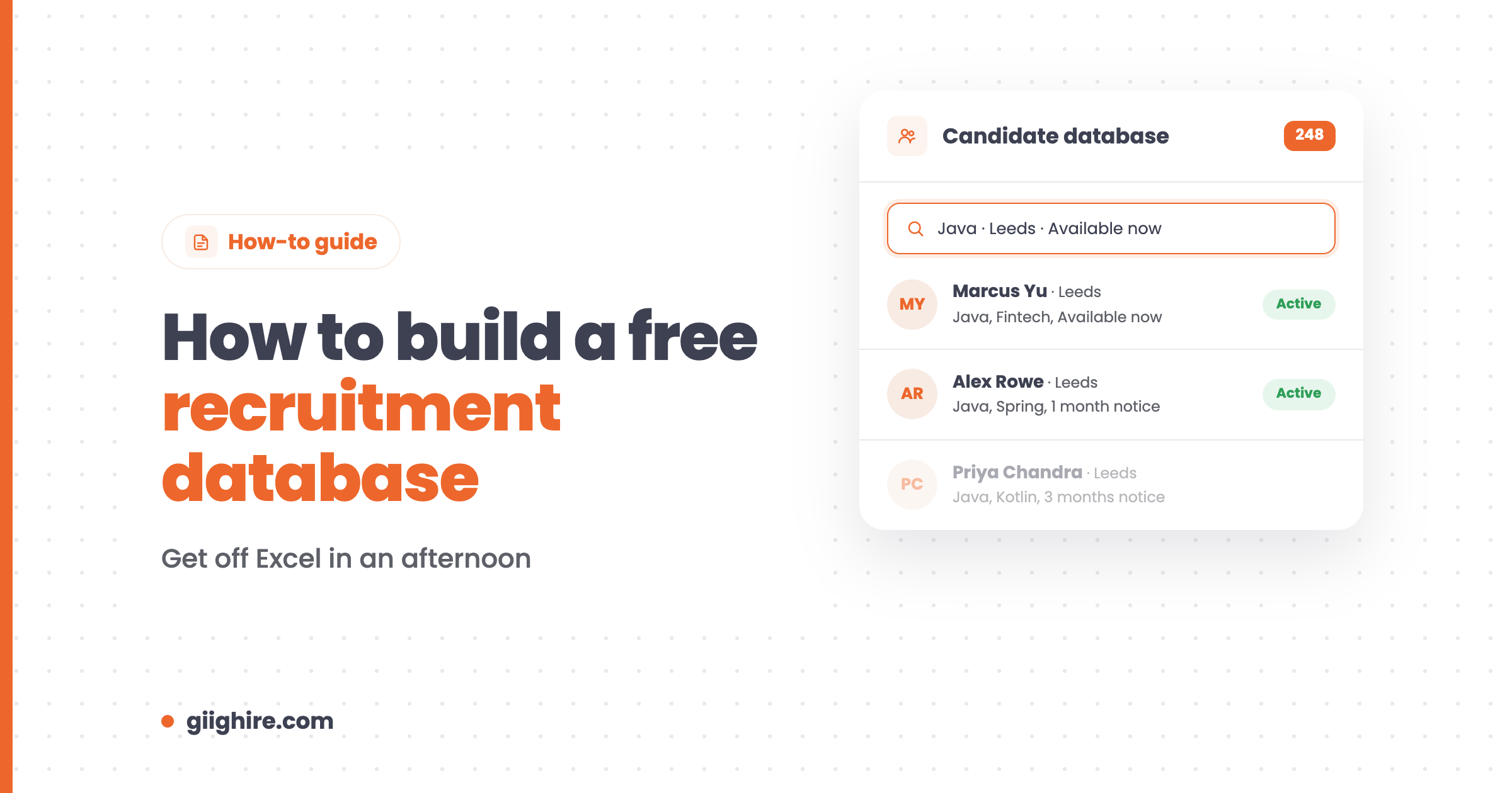 How to build a free recruitment database, with a candidate search card